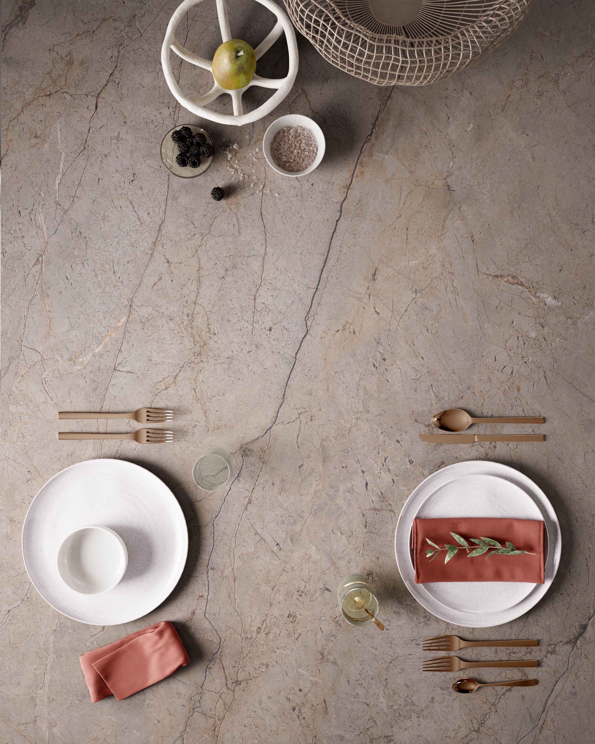 plano detalla de mesa en piedra sinterizada