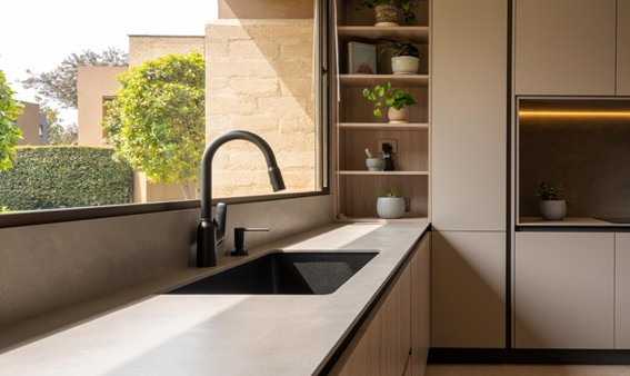 kitchen with sintered stone worktop